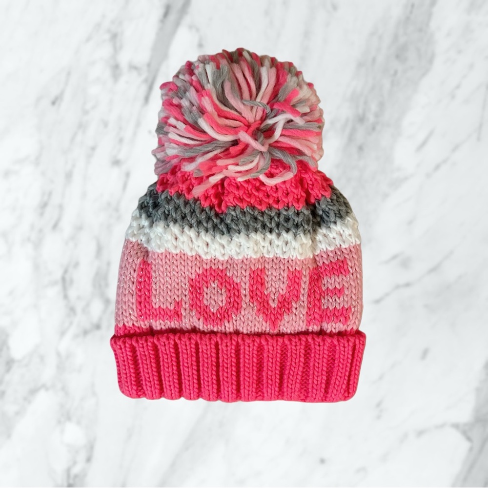 Kids Pink Pom-Pom Beanie